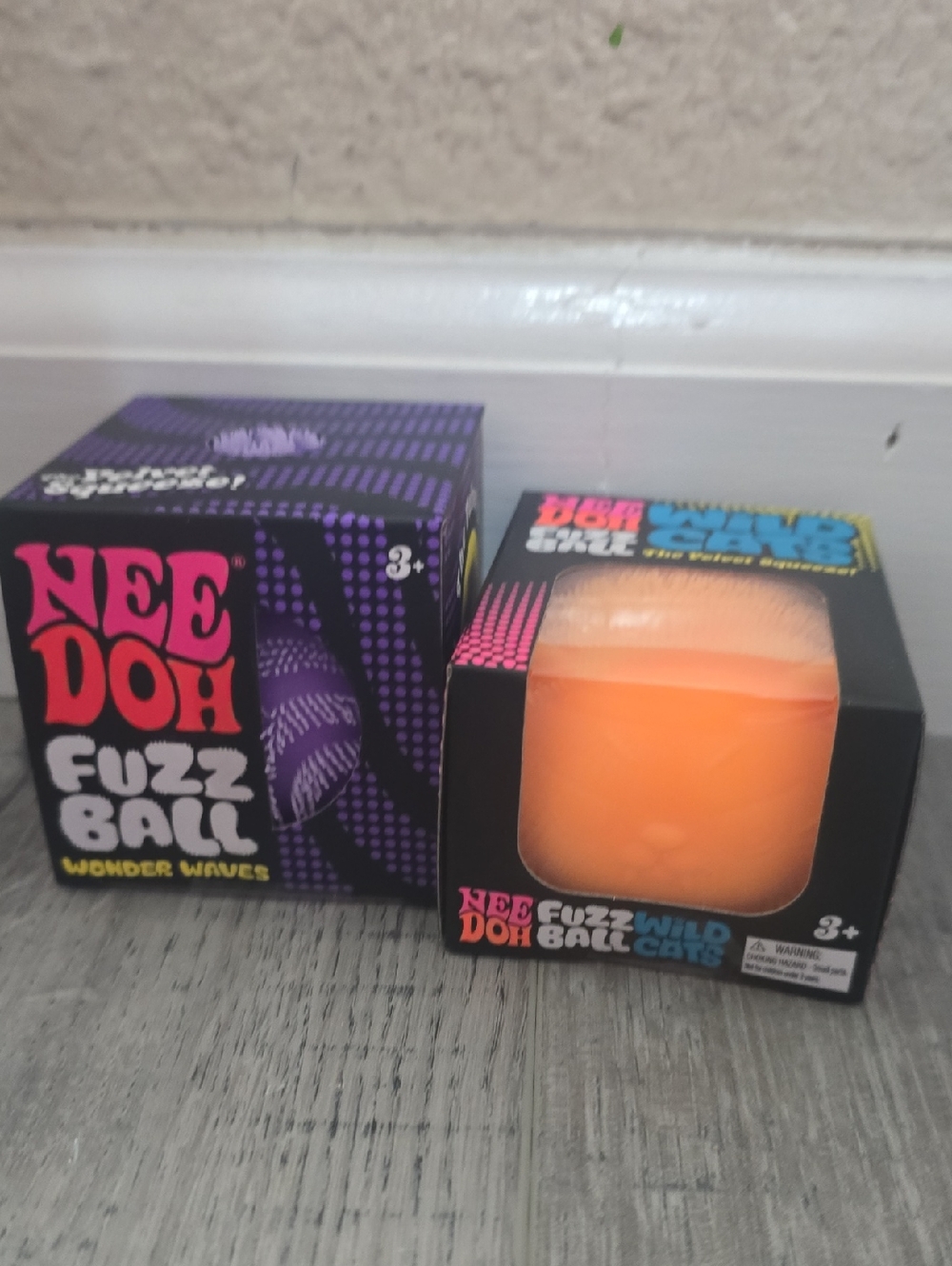 NEE DOH Fuzz Ball Wild Cat And Puple Wonder Waves Fuzz Ball